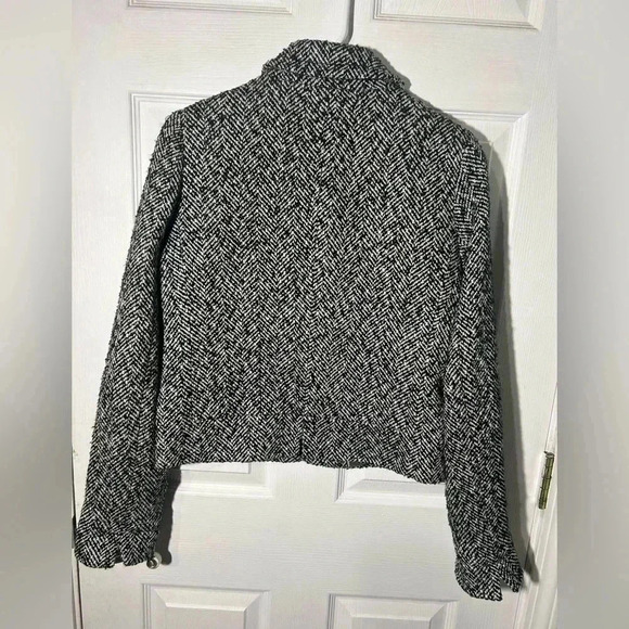 J. Crew Black White Tweed Herringbone Blazer Fully Lined Size 6 - Picture 6 of 9